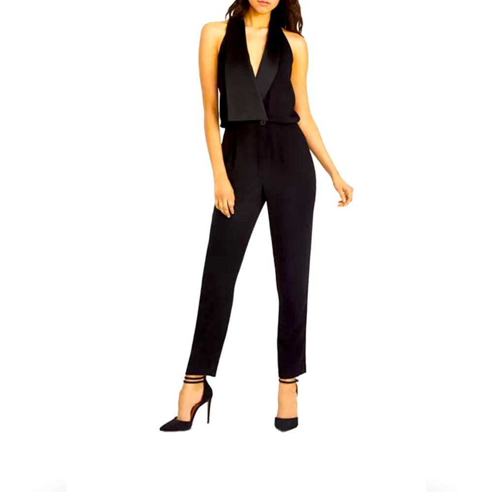 Halston Heritage Black Tuxedo Jumpsuit- sz 10
